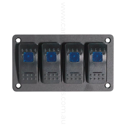 illuminated 4 way rocker switch panel designed for rv 12v systems and control panels