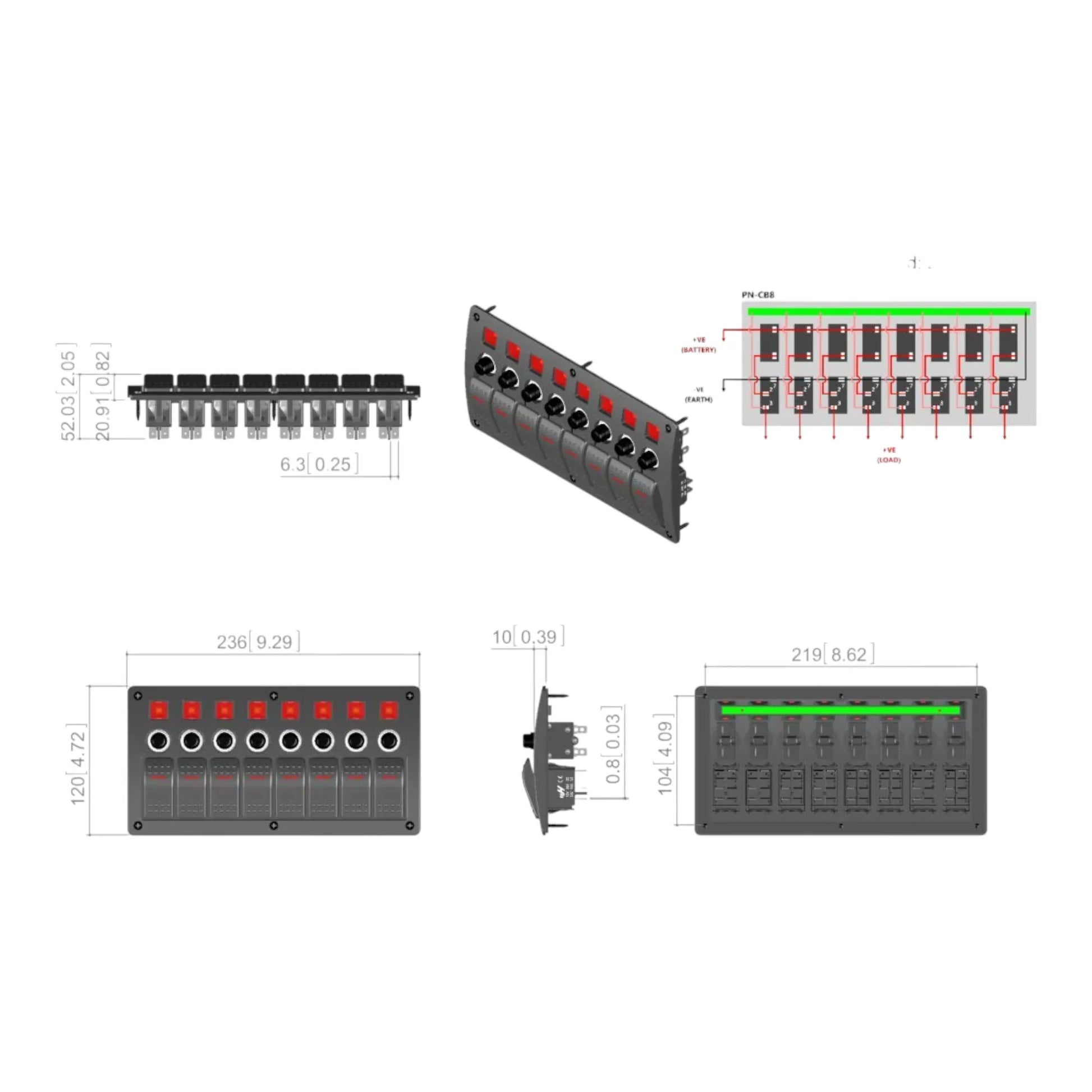 reliable 8 way switch panel for campervan and caravan installs