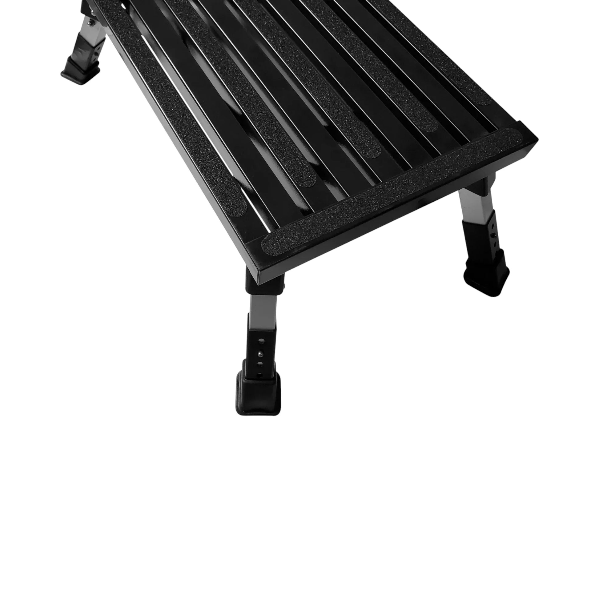 caravan black folding step with adjustable legs for uneven ground