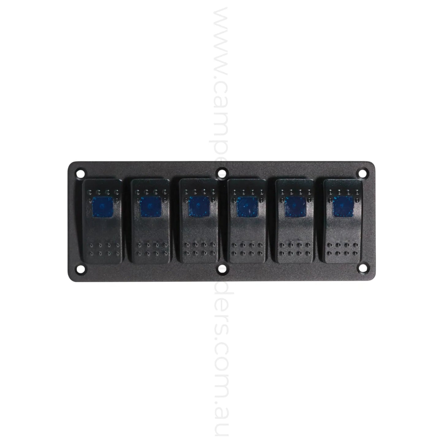 6 way on off rocker switch panel with single led light for caravan power control