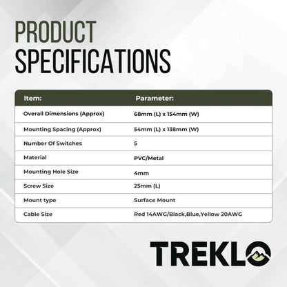 illuminated 5 way rocker switch panel designed for rv 12v systems and control panels