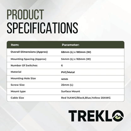 illuminated 6 way rocker switch panel designed for rv 12v systems and control panels