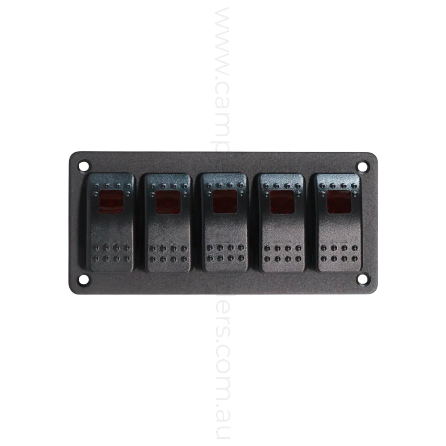 5 way on off rocker switch panel with single led light for caravan power control