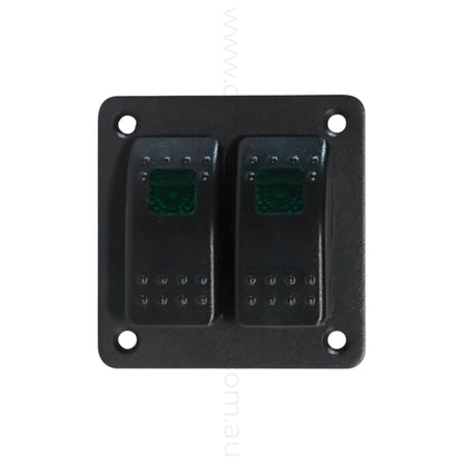2 way on off rocker switch panel with single led light for caravan power control