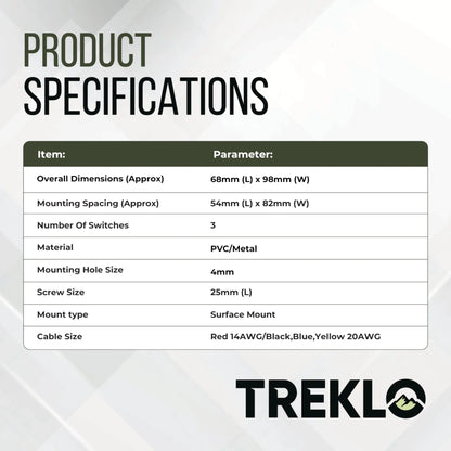 illuminated 3 way rocker switch panel designed for rv 12v systems and control panels