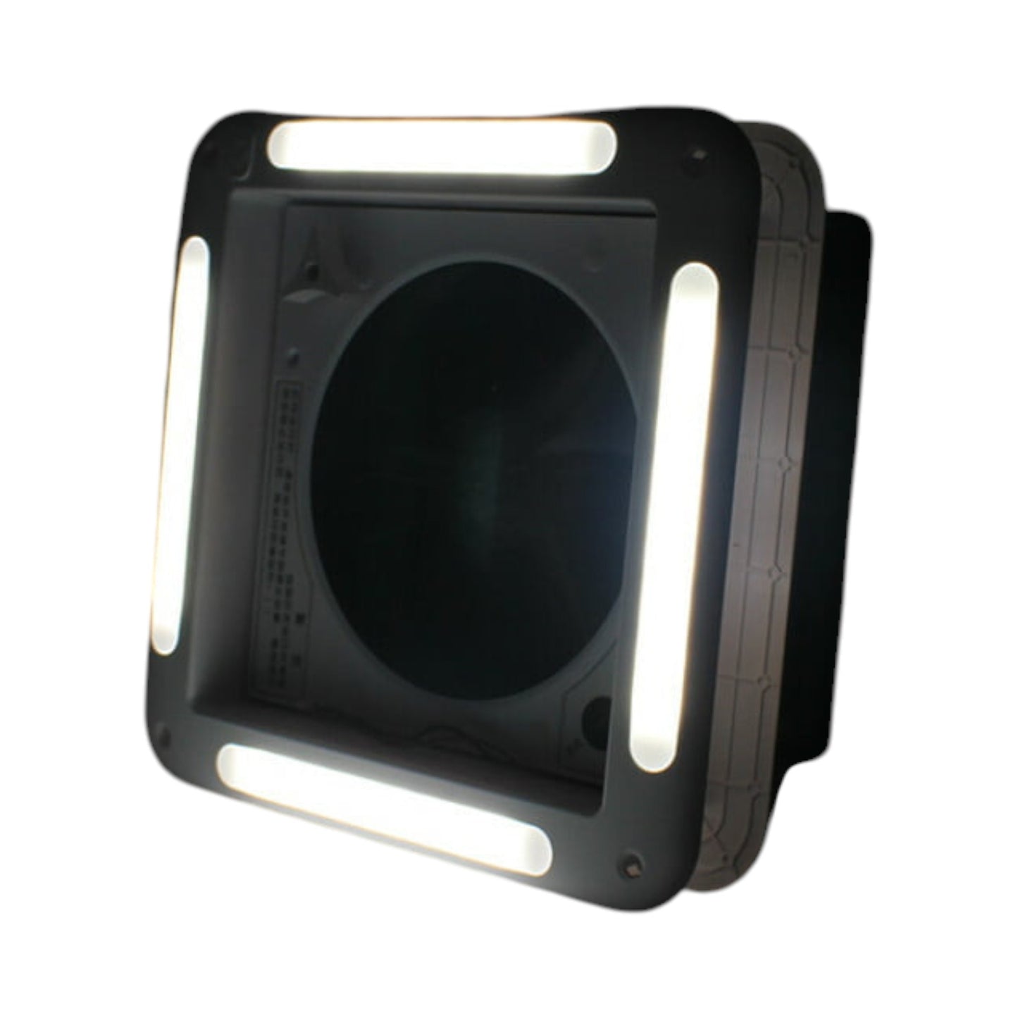 tinted roof vent for rv shower with LED system