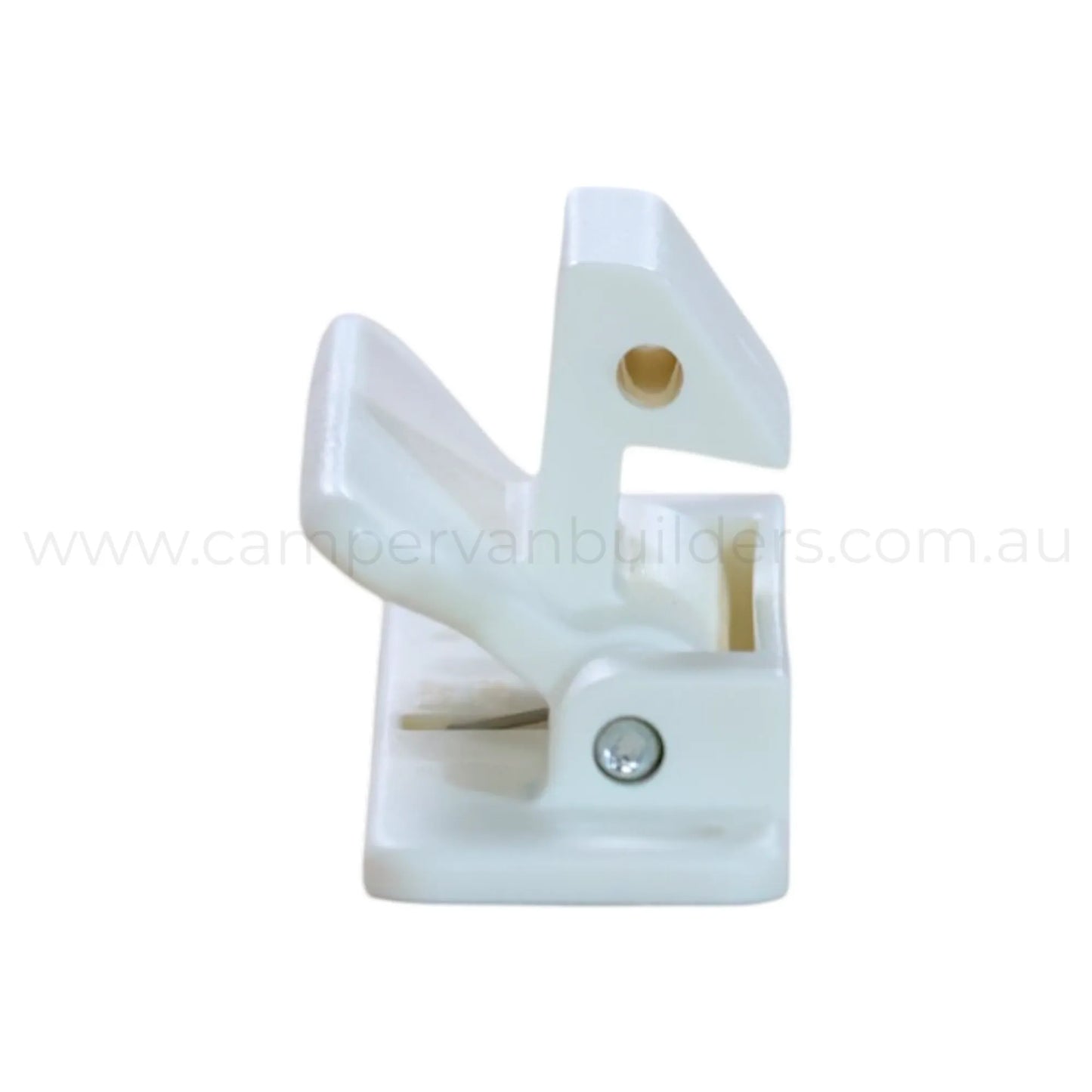 Campervan white overhead cupboard latch for locking storage compartments