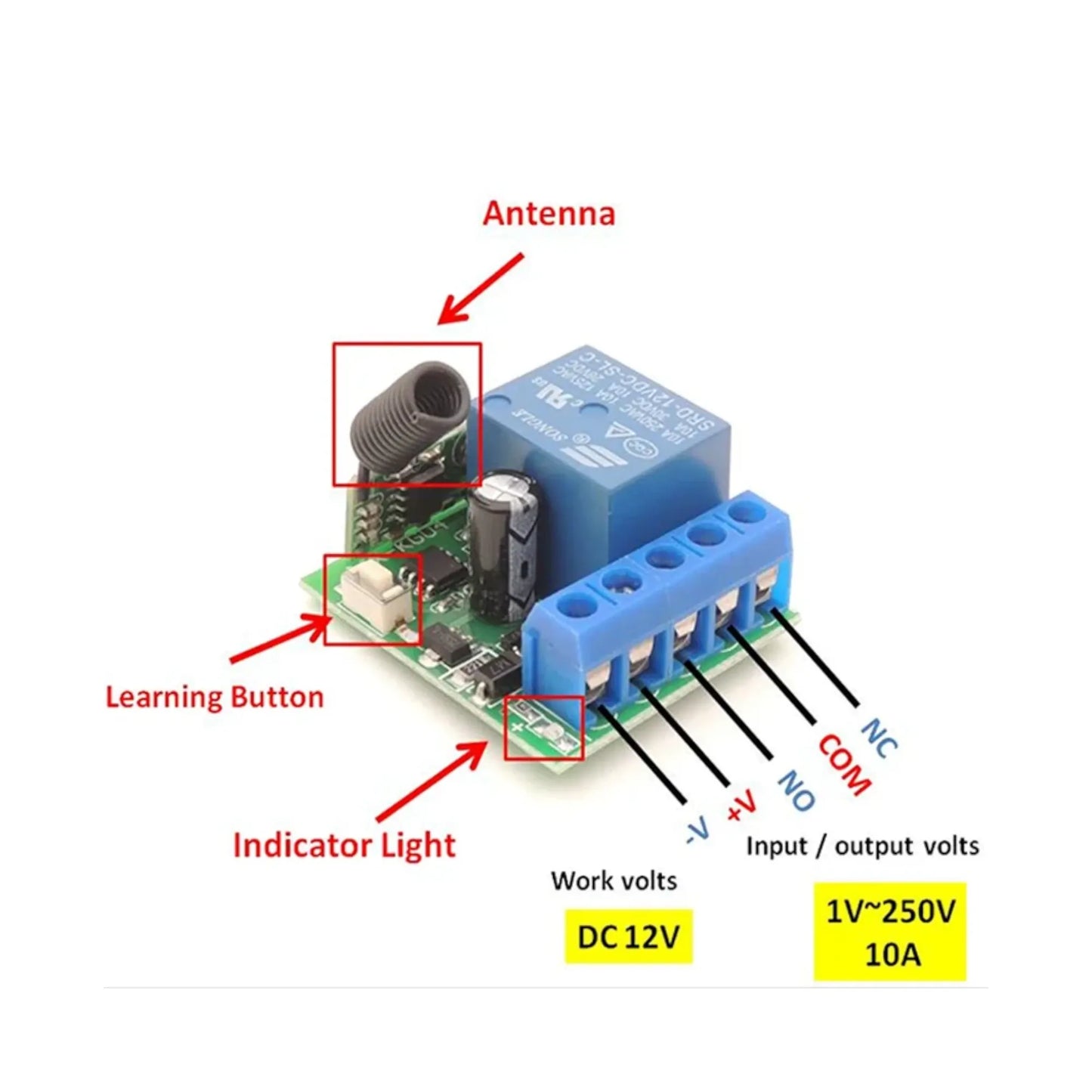 RV 12v RF relay switch for controlling electrical circuits remotely