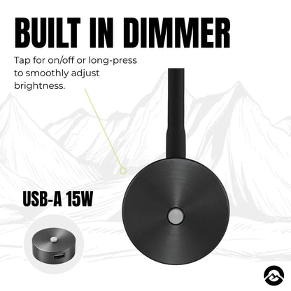 Marine ready wall reading light in gloss black for cabins and sleeping areas