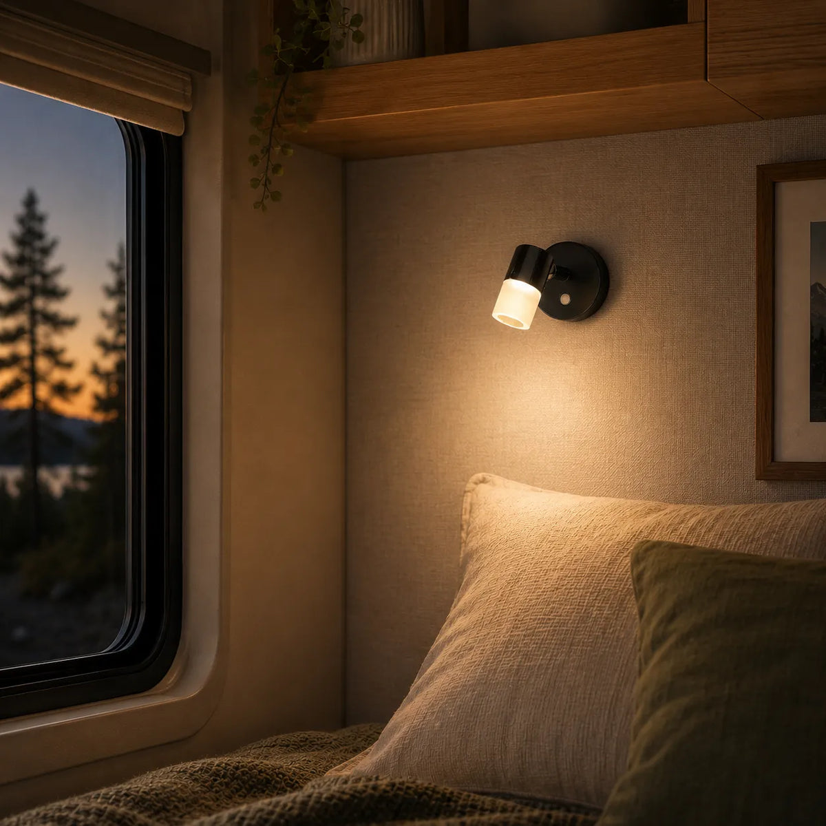Campervan Ray swivel LED reading light for bedside and interior task lighting