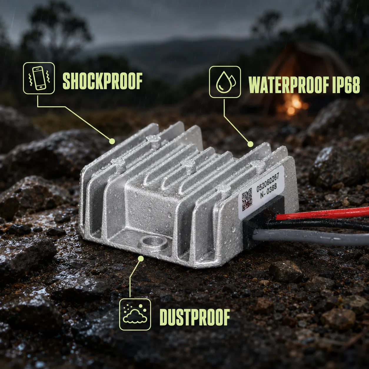 RV Starlink Mini waterproof boost converter for touring and remote travel