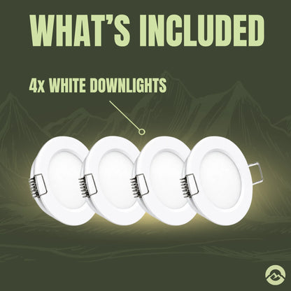 RV white LED downlights for ceiling and interior lighting installations