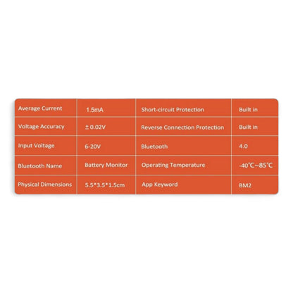 Battery Monitor BM2 Bluetooth 4.0 for 12V Batteries