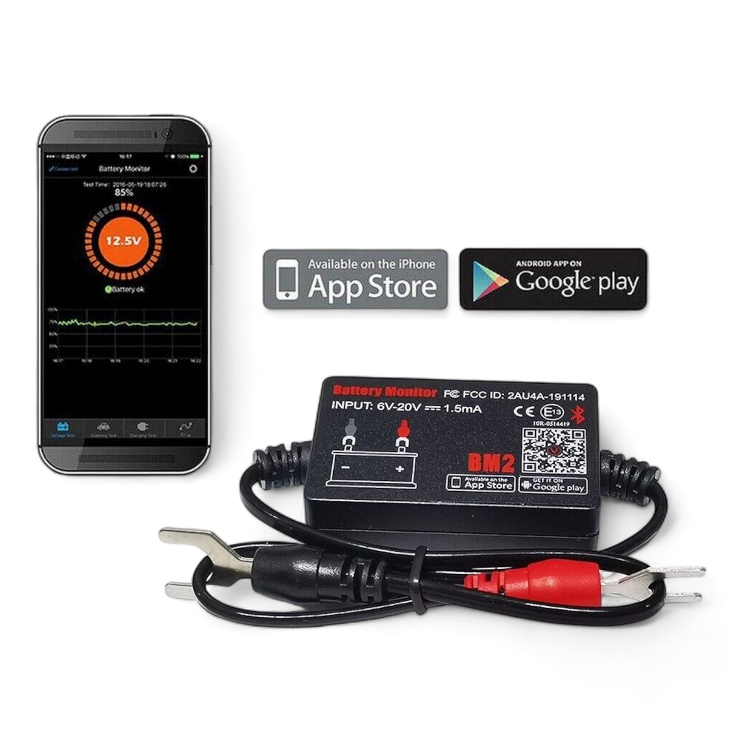 Battery Monitor BM2 Bluetooth 4.0 for 12V Batteries