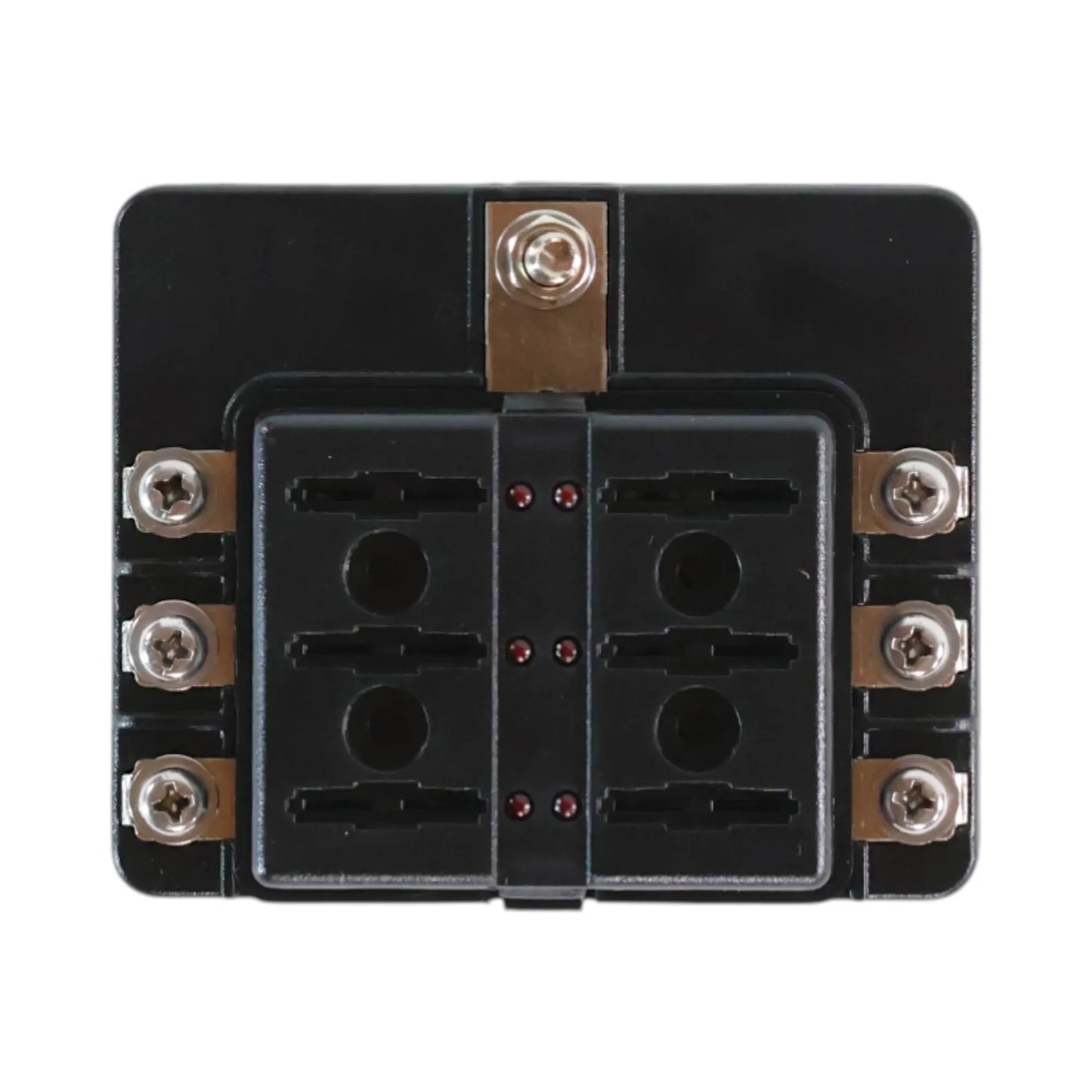 RV blade fuse holder with LED indicator lights and screw down terminals