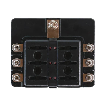 RV blade fuse holder with LED indicator lights and screw down terminals