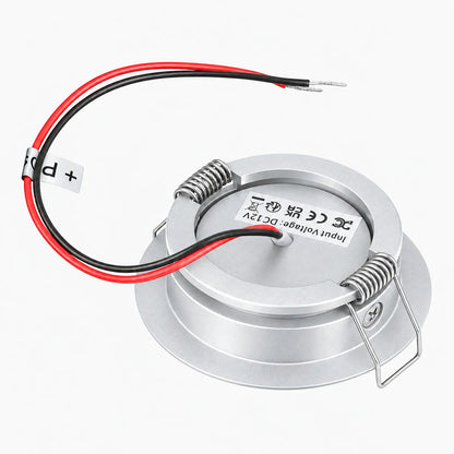 Silver 12v adjustable recessed LED lights for comfortable touring vehicle illumination