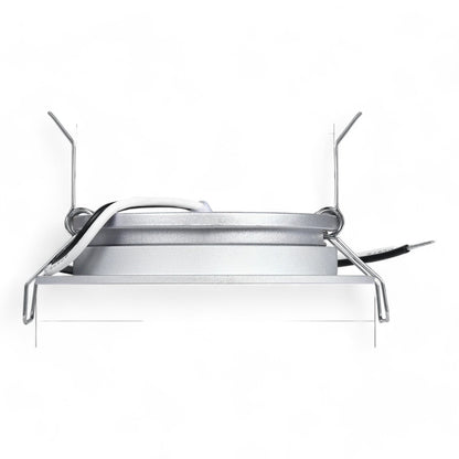 group of silver cool LED downlights displayed simply