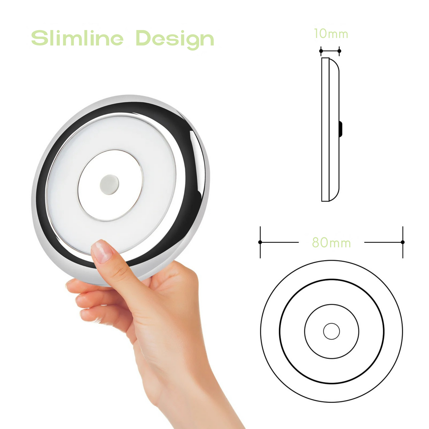 dimmable compact dome light in silver finish