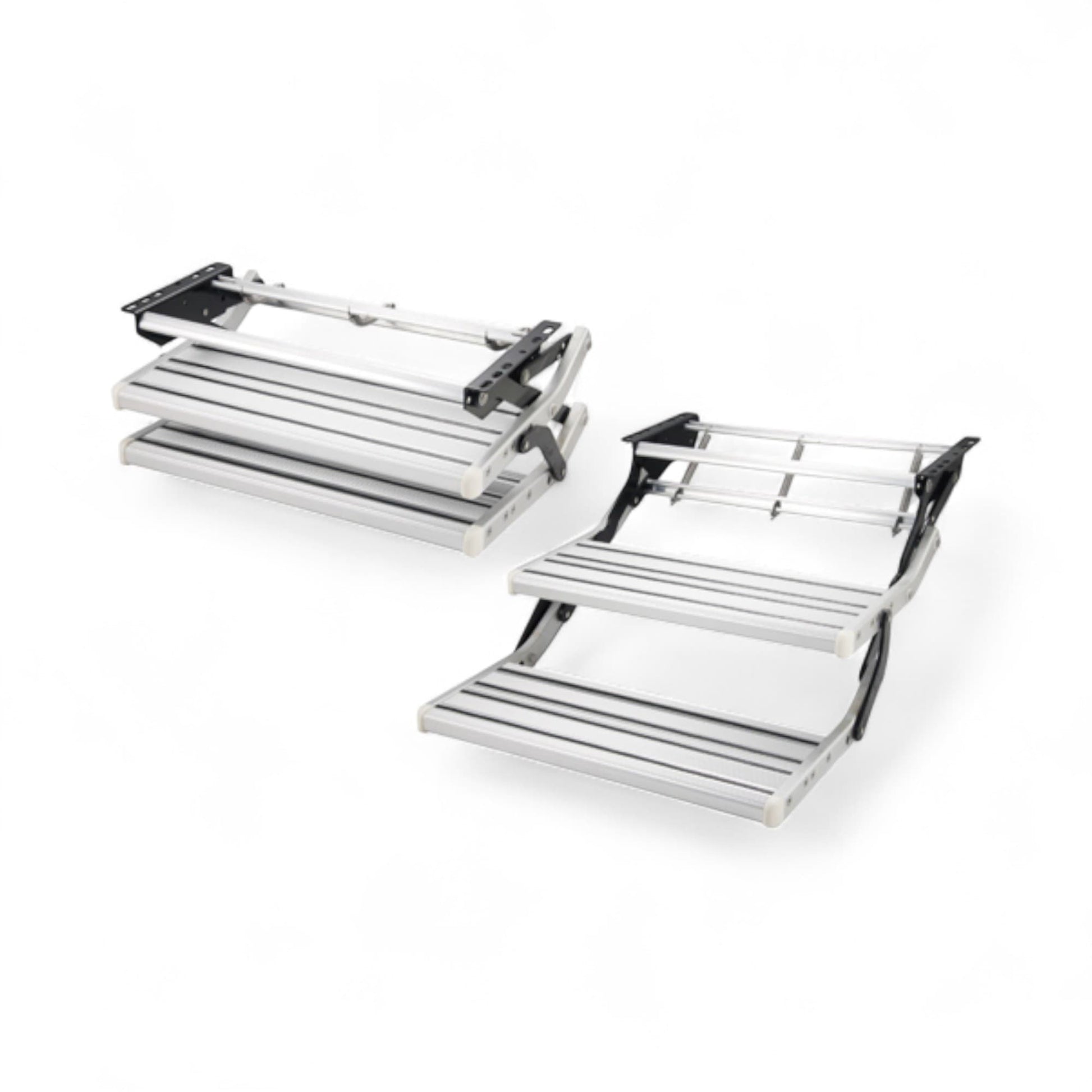 double manual step for rv silver aluminium