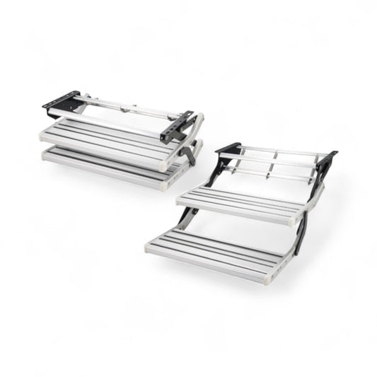 double manual step for rv silver aluminium