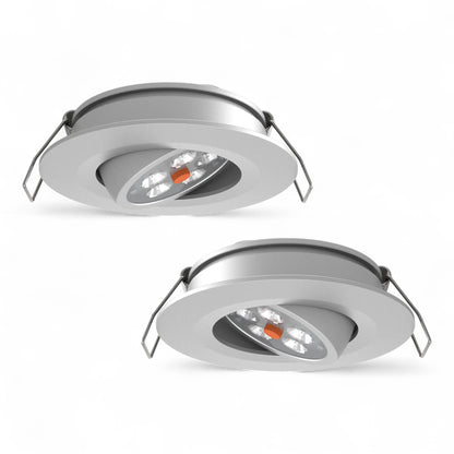 silver recessed LED downlights shown as a pair