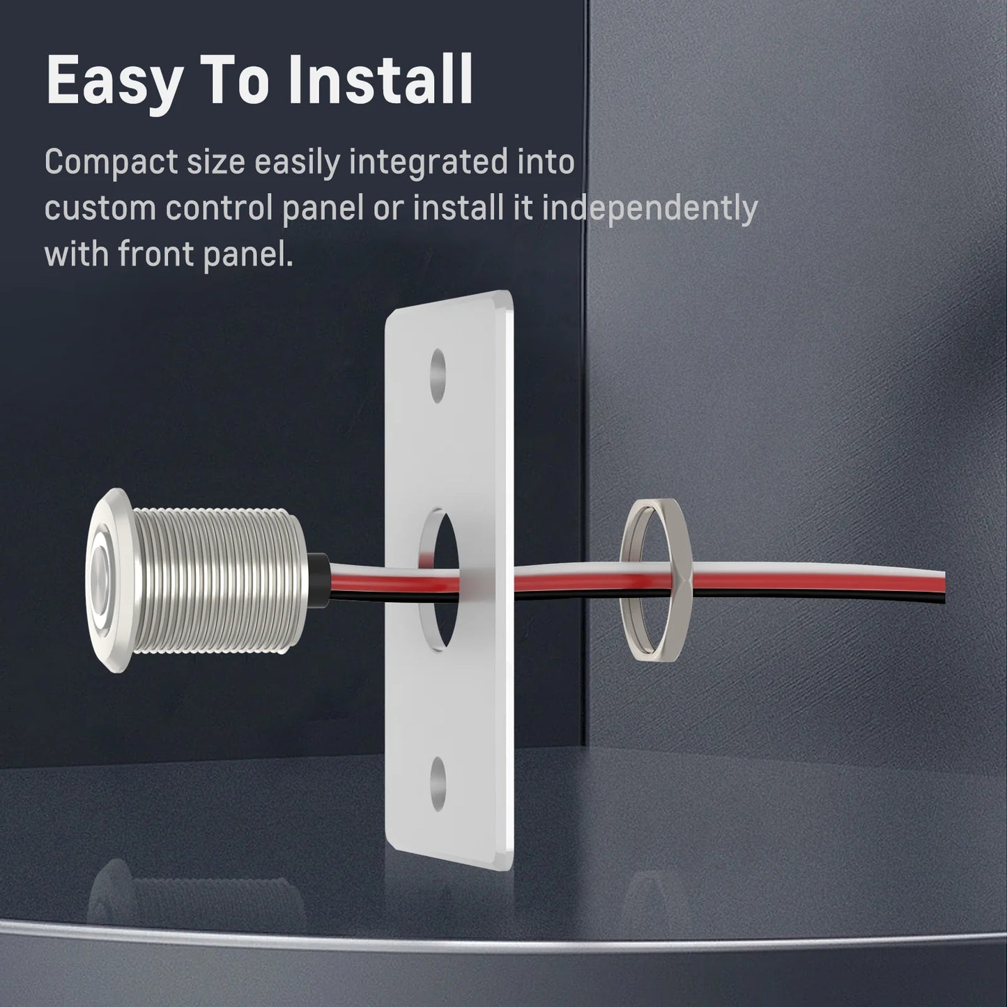 close-up of silver dimmer switch with red accent