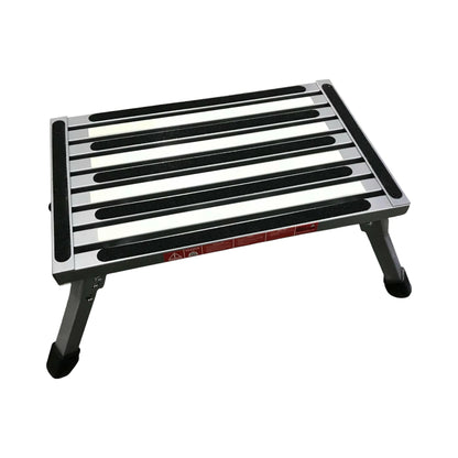 folding caravan step with illumination for safe night entry