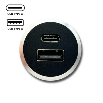 compact aluminium recessed usb charger for campervans