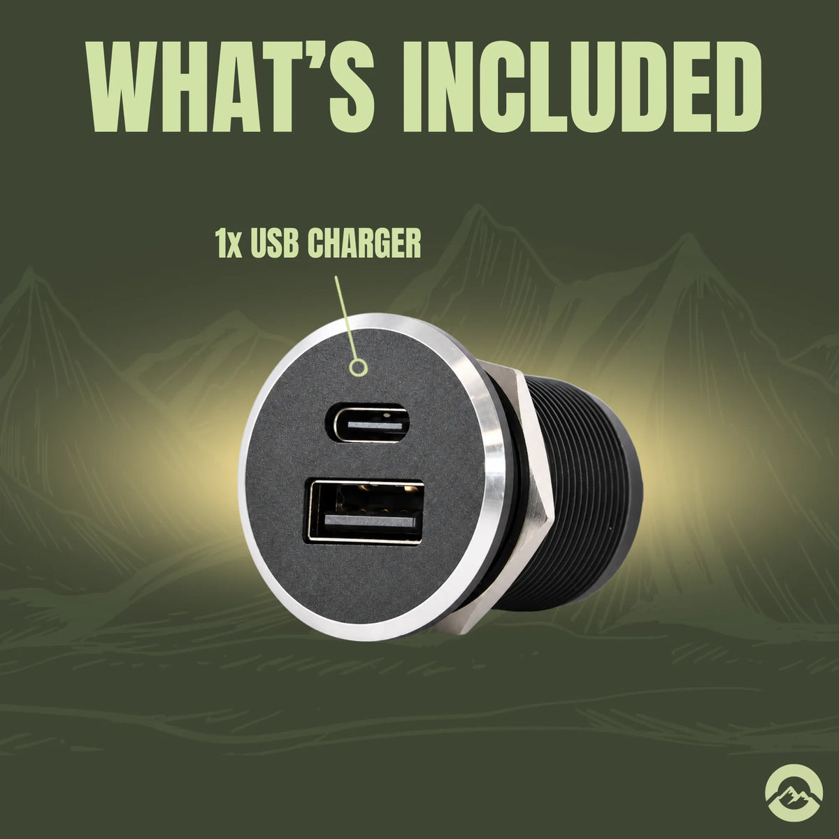 Small Treklo USB C and USB A panel mount socket for charging compatible phones and accessories