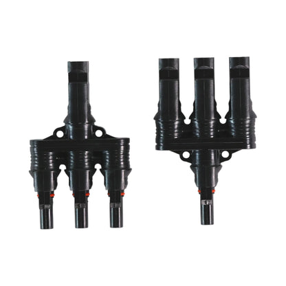 solar 3-to-1 MC4 parallel connectors placed on bench