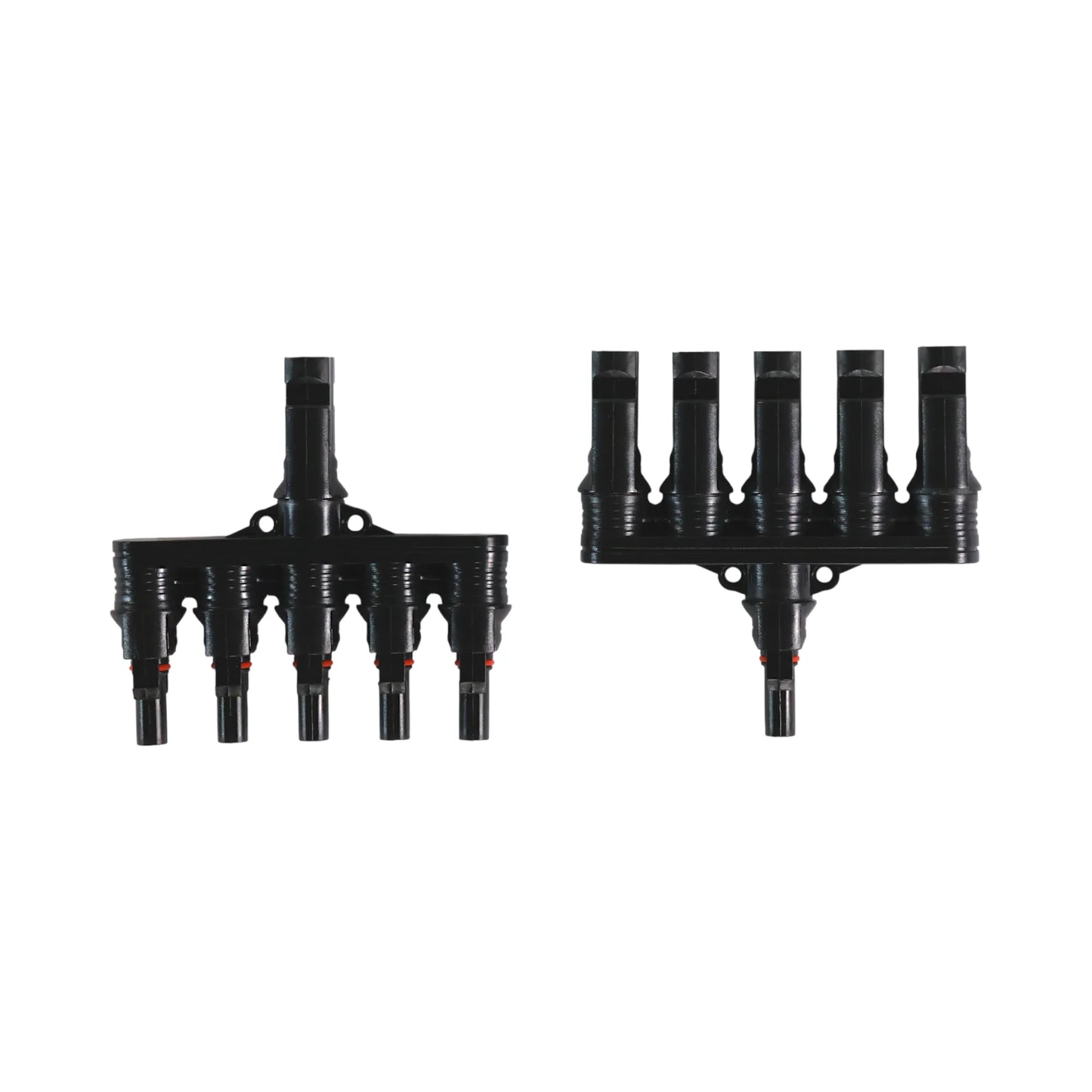 solar 5-to-1 MC4 parallel connectors placed on bench