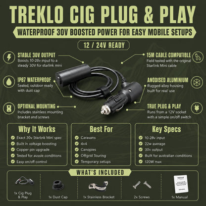 Plug and play Starlink Mini power cable for standard 12v cigarette sockets
