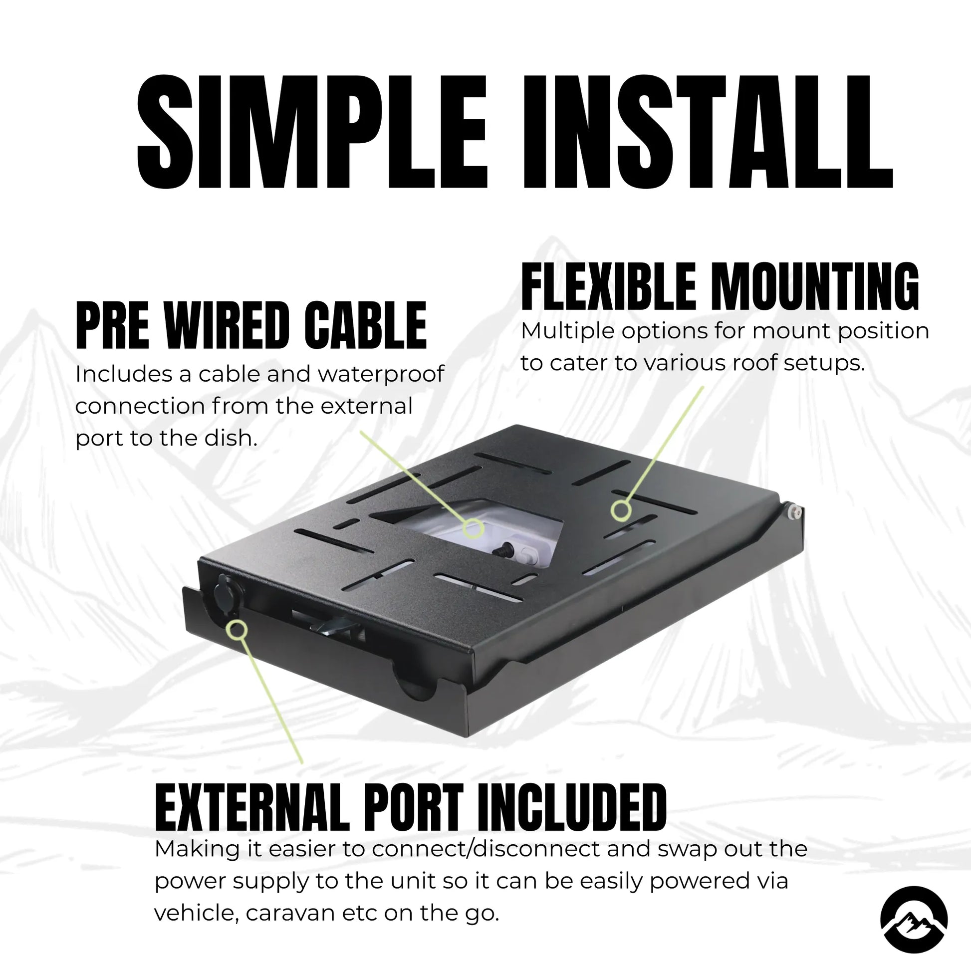 Heavy duty Starlink Mini roof rack mount for touring and expedition vehicles