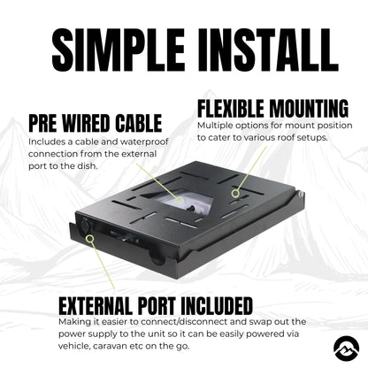 Heavy duty Starlink Mini roof rack mount for touring and expedition vehicles