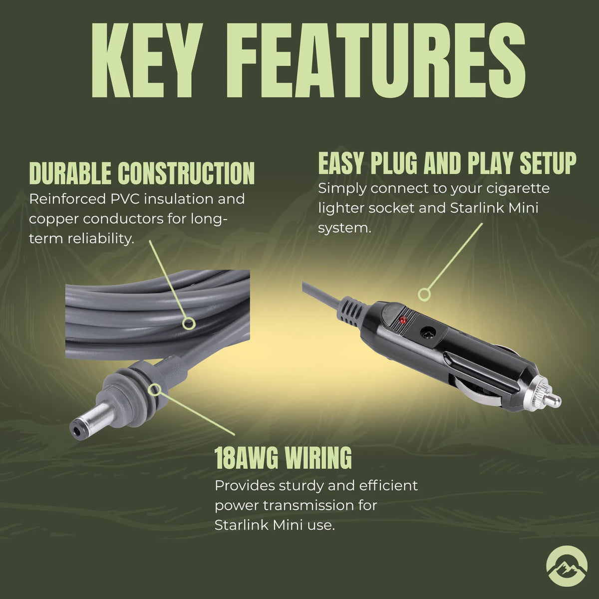 Starlink Mini caravan cigarette socket cable for convenient mobile internet power connection