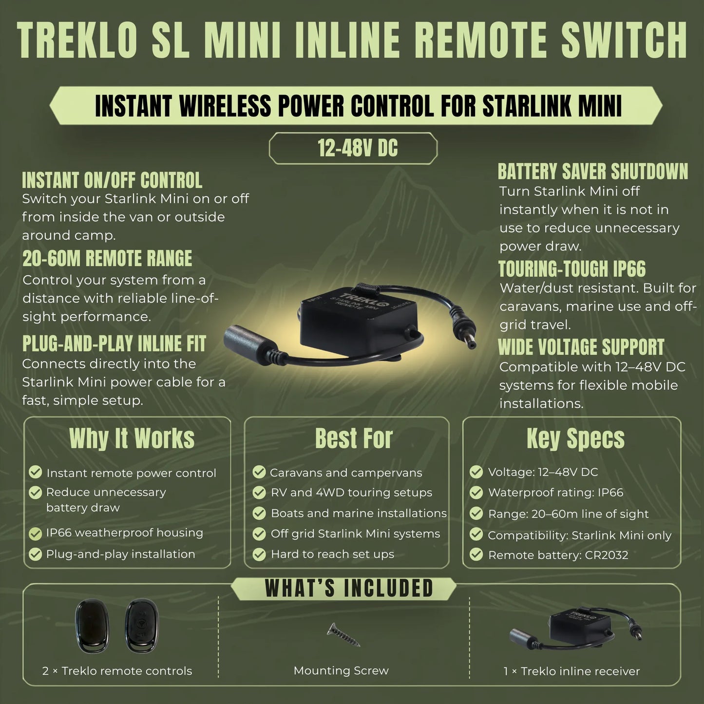 Starlink Mini inline remote with wireless on off control for convenient power management