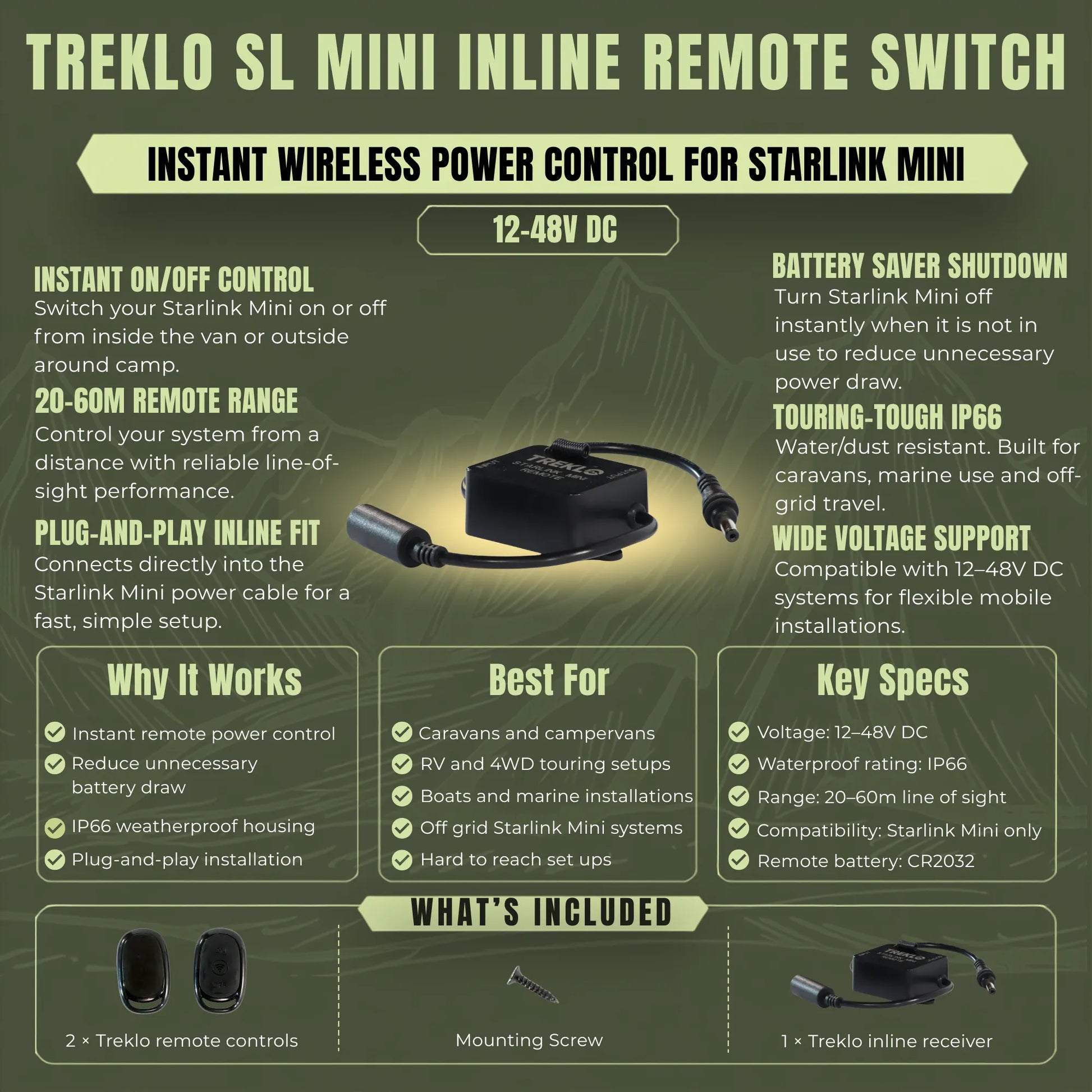 Starlink Mini inline remote with wireless on off control for convenient power management