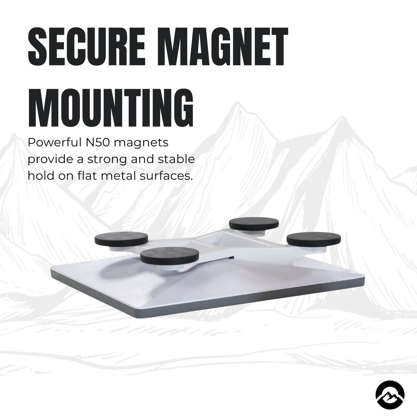 Flat Starlink Mini magnet mount for caravan, campervan, RV, marine, and 4WD applications