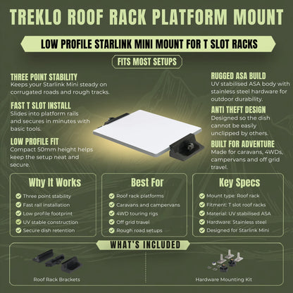 Heavy duty Starlink Mini roof rack platform mount for caravans and campervans