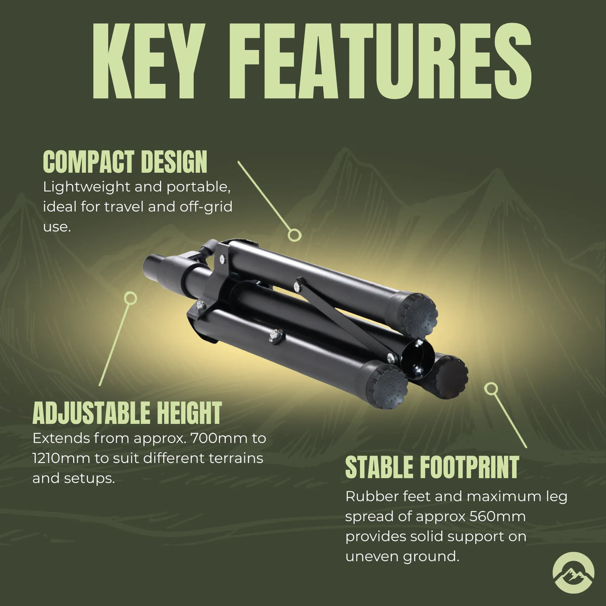 Caravan Starlink tripod for reliable satellite internet while touring