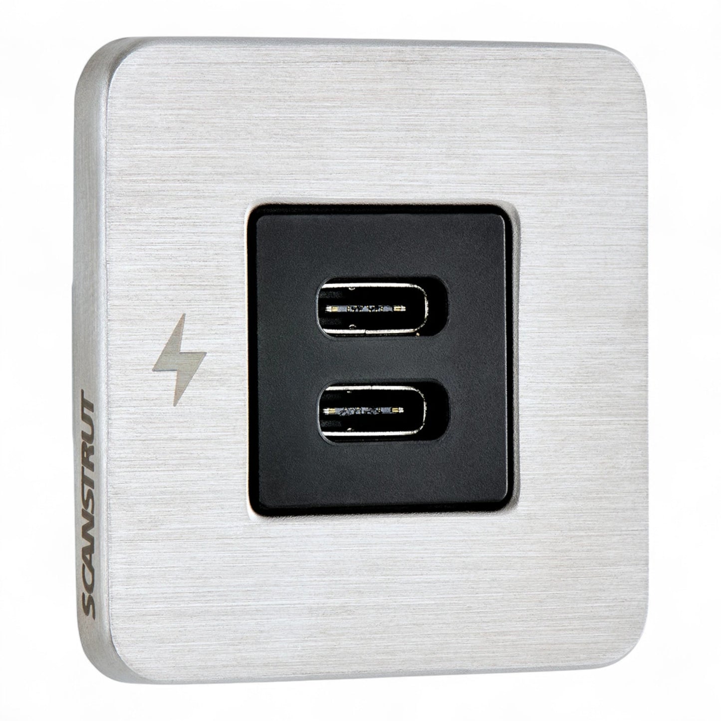 tile dual usb c interior charging socket with stainless steel bezel