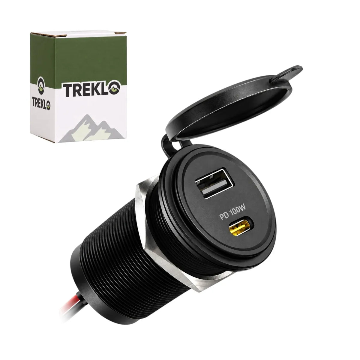 Treklo 100W USB C plus USB A waterproof charging socket for convenient caravan electrical upgrades