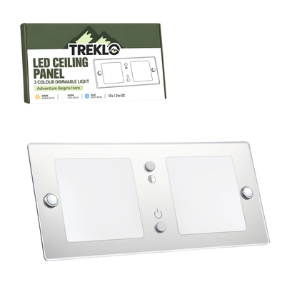 Treklo 12v LED ceiling panel with dimming and 3 colour lighting for caravan interiors