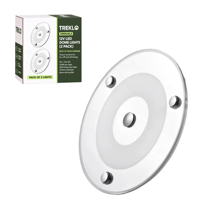 Treklo 12v warm white LED surface light pair with dimming for comfortable caravan interior lighting