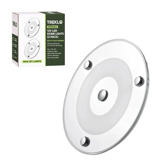 Treklo 12v warm white LED surface light pair with dimming for comfortable caravan interior lighting