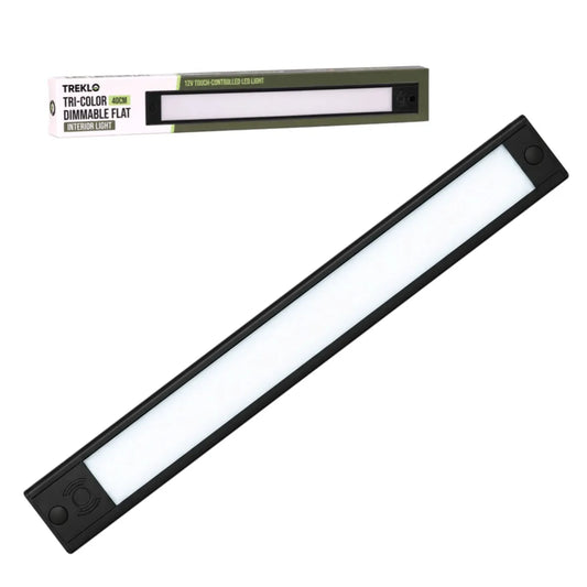Treklo 40cm tri color dimmable flat interior light for caravan, campervan, and RV ceiling installations