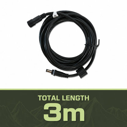 Black waterproof AquaLock 3m extension cable with male and female connectors.
