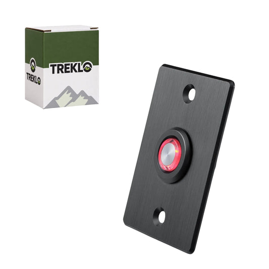 Treklo black aluminium dimmer switch with red illuminated LED ring for 12v interior lighting
