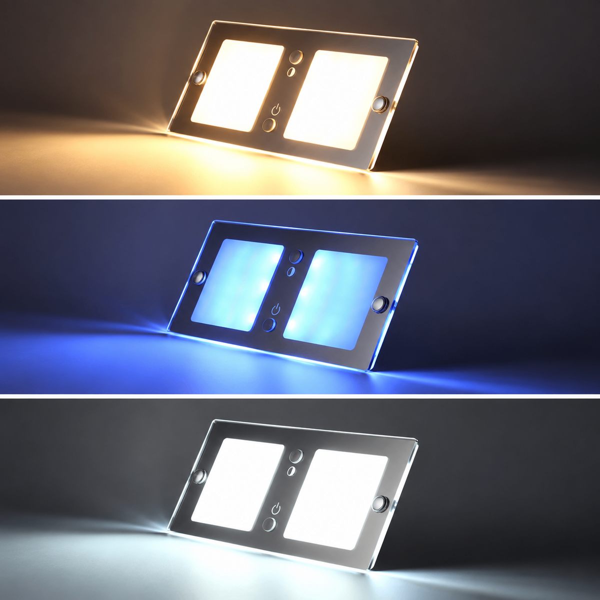 Treklo campervan 3 colour ceiling light with dimming for flexible lighting control